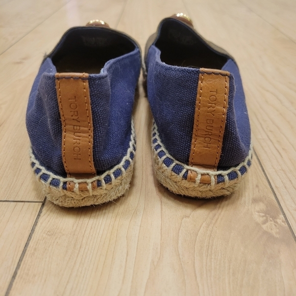 Tory Burch  espadrille casual ballet flats navy blue olive green size 6.5 - Picture 4 of 10